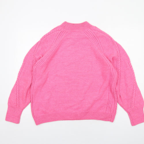 Marks and Spencer Womens Pink Mock Neck Acrylic Pullover Jumper Size L