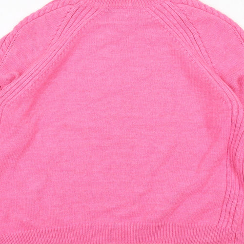 Marks and Spencer Womens Pink Mock Neck Acrylic Pullover Jumper Size L