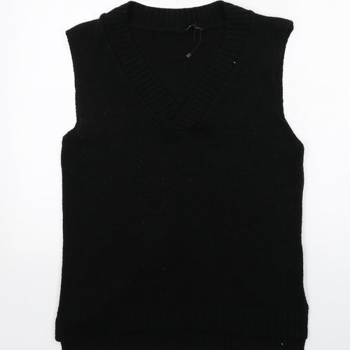 I SAW IT FIRST Womens Black V-Neck Acrylic Vest Jumper Size S