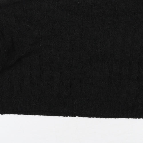 Pull&Bear Womens Black Round Neck Acrylic Pullover Jumper Size S - Cropped