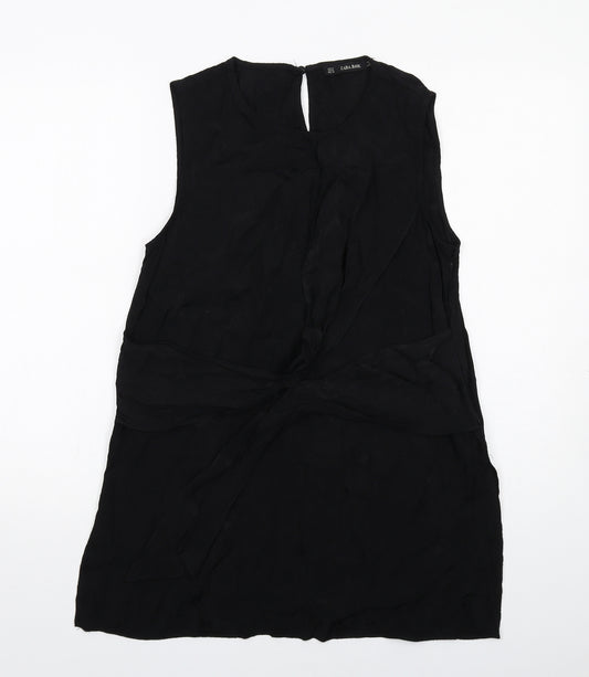 Zara Womens Black Viscose A-Line Size M Round Neck Button