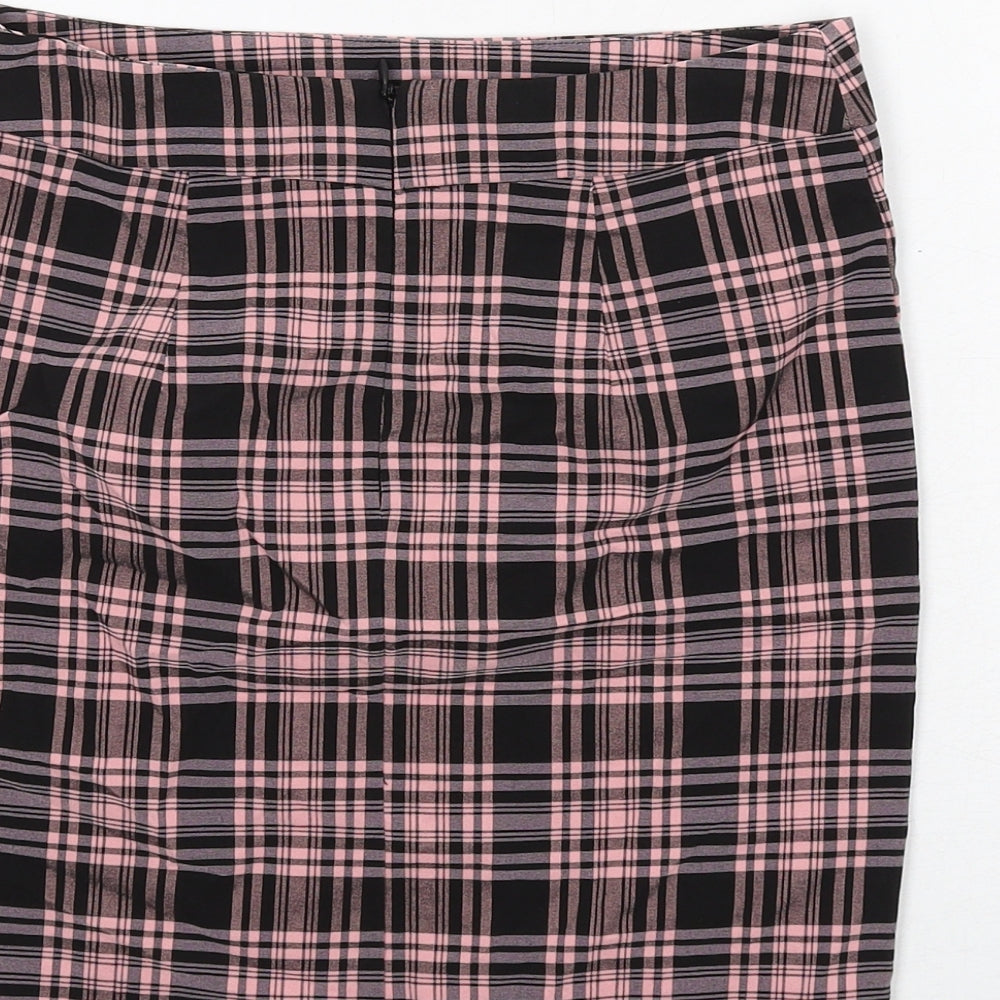 New Look Girls Pink Plaid Viscose Straight & Pencil Skirt Size 12 Years Regular Zip