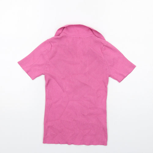New Look Womens Pink Polyester Basic Blouse Size 10 Collared