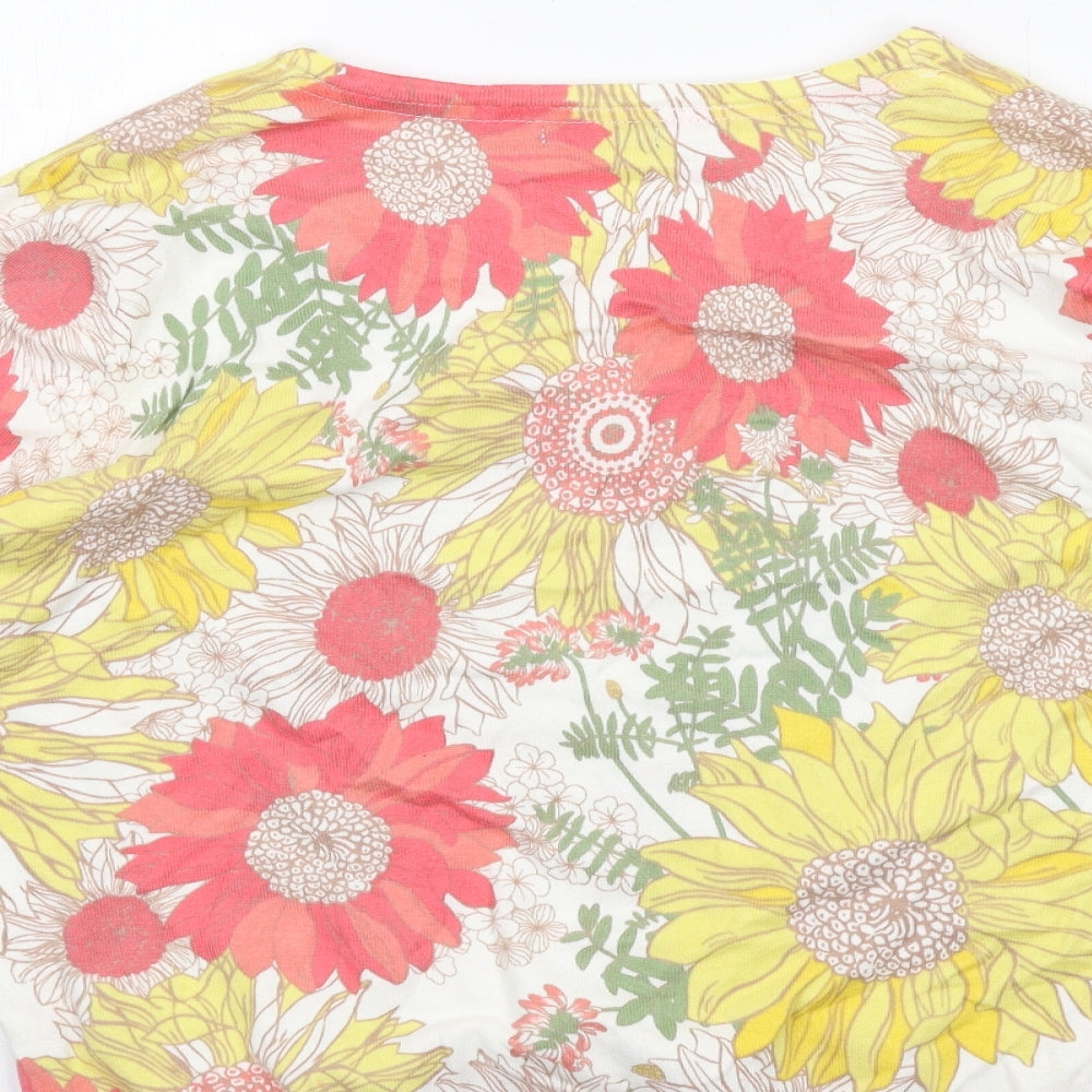 M&Co Womens Multicoloured Round Neck Floral Cotton Cardigan Jumper Size XL