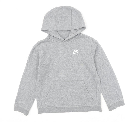 Nike Boys Grey Cotton Pullover Hoodie Size 10-11 Years Pullover