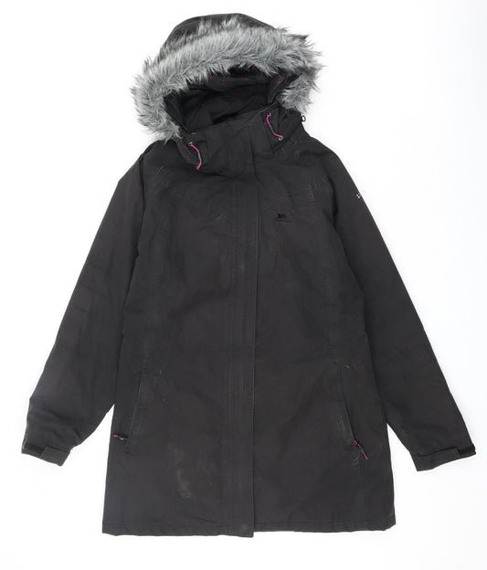 Trespass Womens Black Rain Coat Coat Size M Zip