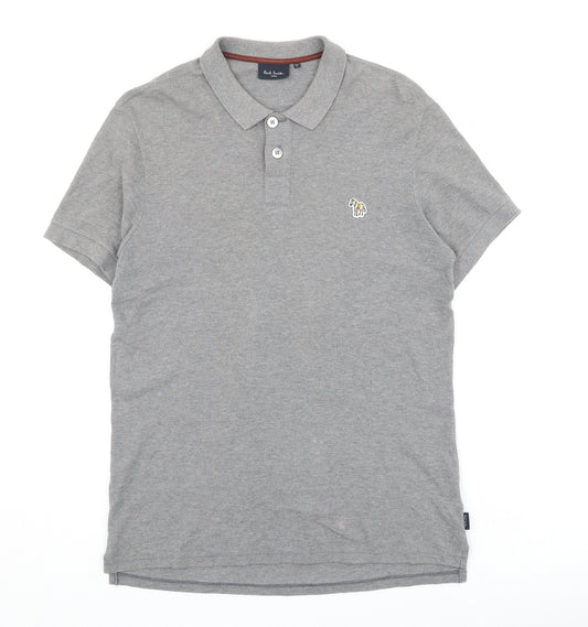 Paul Smith Mens Grey Cotton Polo Size M Collared Pullover