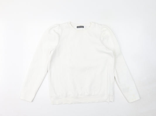 Mint Velvet Womens White Cotton Pullover Sweatshirt Size M Pullover