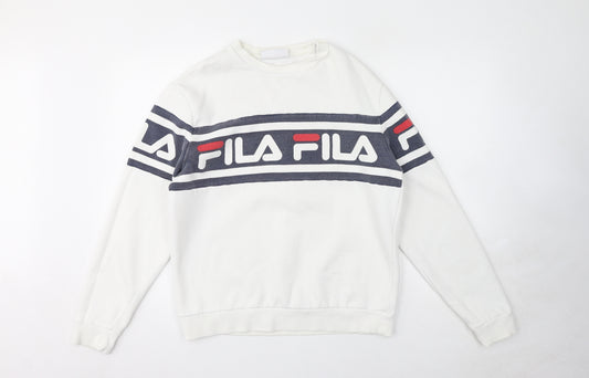 FILA Womens White Cotton Pullover Sweatshirt Size L Pullover