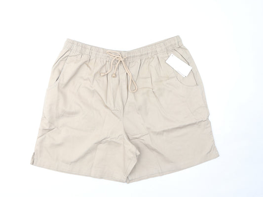 Classics Womens Beige Cotton Basic Shorts Size 24 L7 in Regular Drawstring