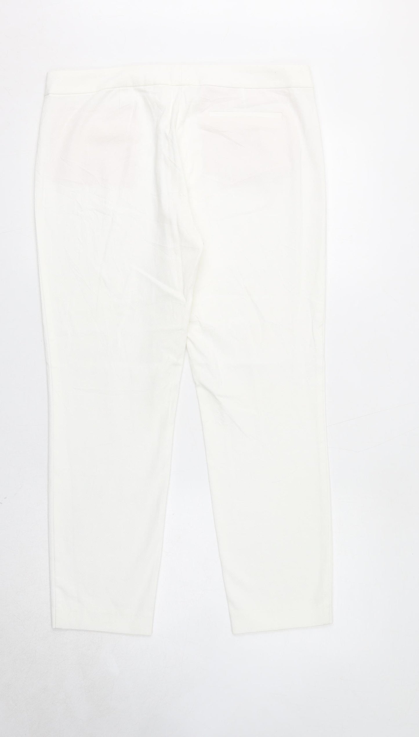 HUGO BOSS Womens White Cotton Chino Trousers Size 12 L26 in Regular Hook & Eye