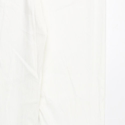 HUGO BOSS Womens White Cotton Chino Trousers Size 12 L26 in Regular Hook & Eye