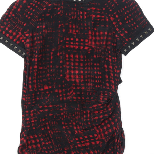 Étoile Isabel Marant Womens Red Geometric Silk Basic T-Shirt Size XS Round Neck