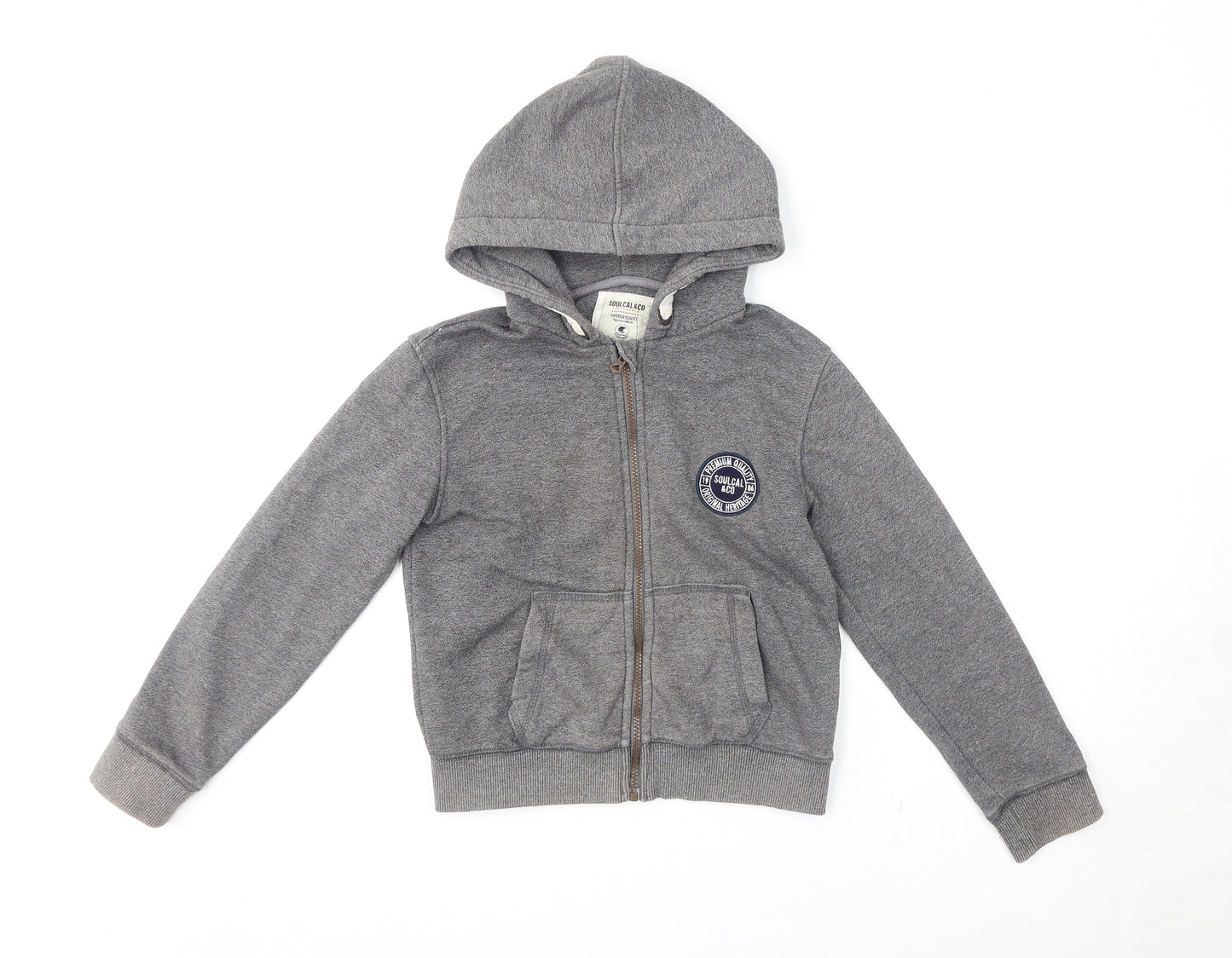 SoulCal&Co Boys Grey Cotton Full Zip Hoodie Size 11-12 Years Zip