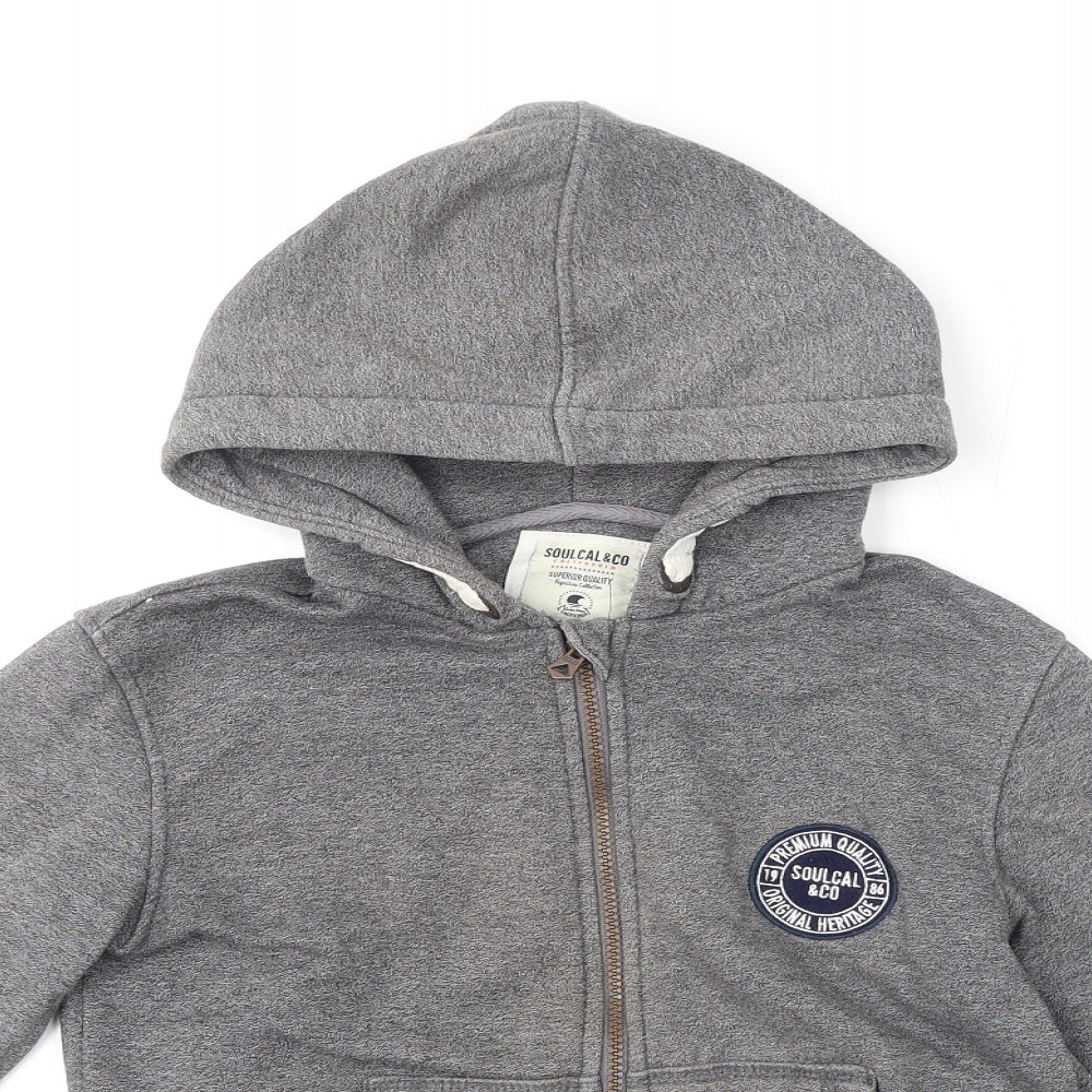 SoulCal&Co Boys Grey Cotton Full Zip Hoodie Size 11-12 Years Zip