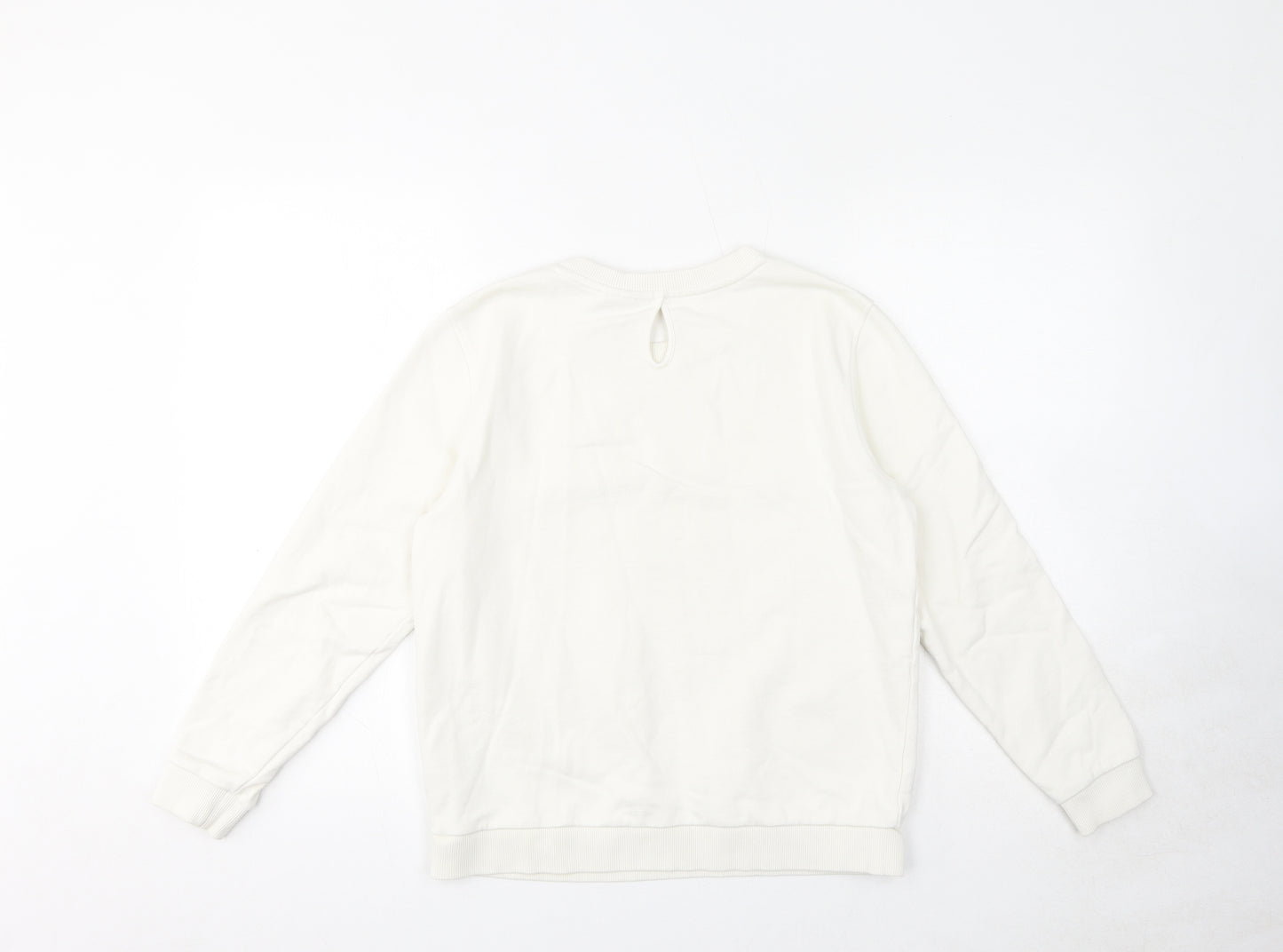 Lacoste Womens White Cotton Pullover Sweatshirt Size M Pullover