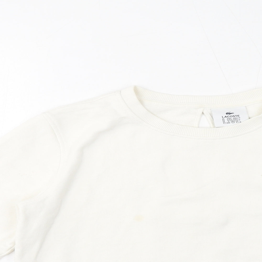 Lacoste Womens White Cotton Pullover Sweatshirt Size M Pullover