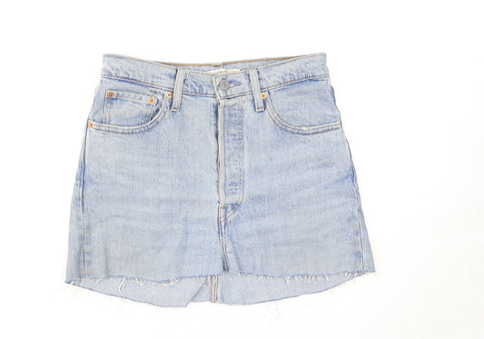Levi's Womens Blue Cotton Mini Skirt Size 28 in Button - Customised cut-off