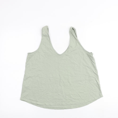 ASOS Womens Green 100% Cotton Basic Tank Size 12 V-Neck