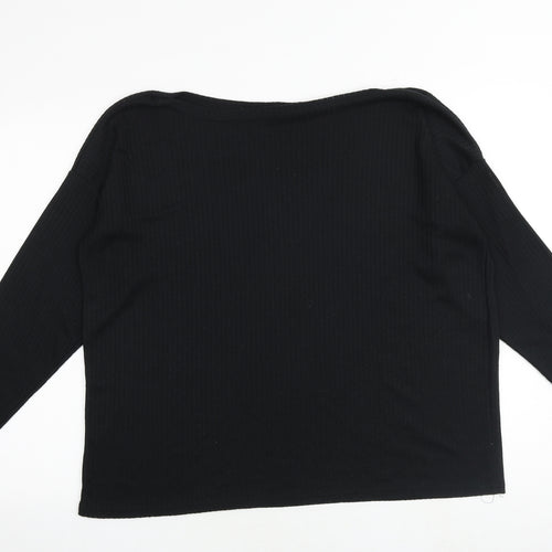 Boohoo Womens Black Polyester Basic Blouse Size 16 Round Neck