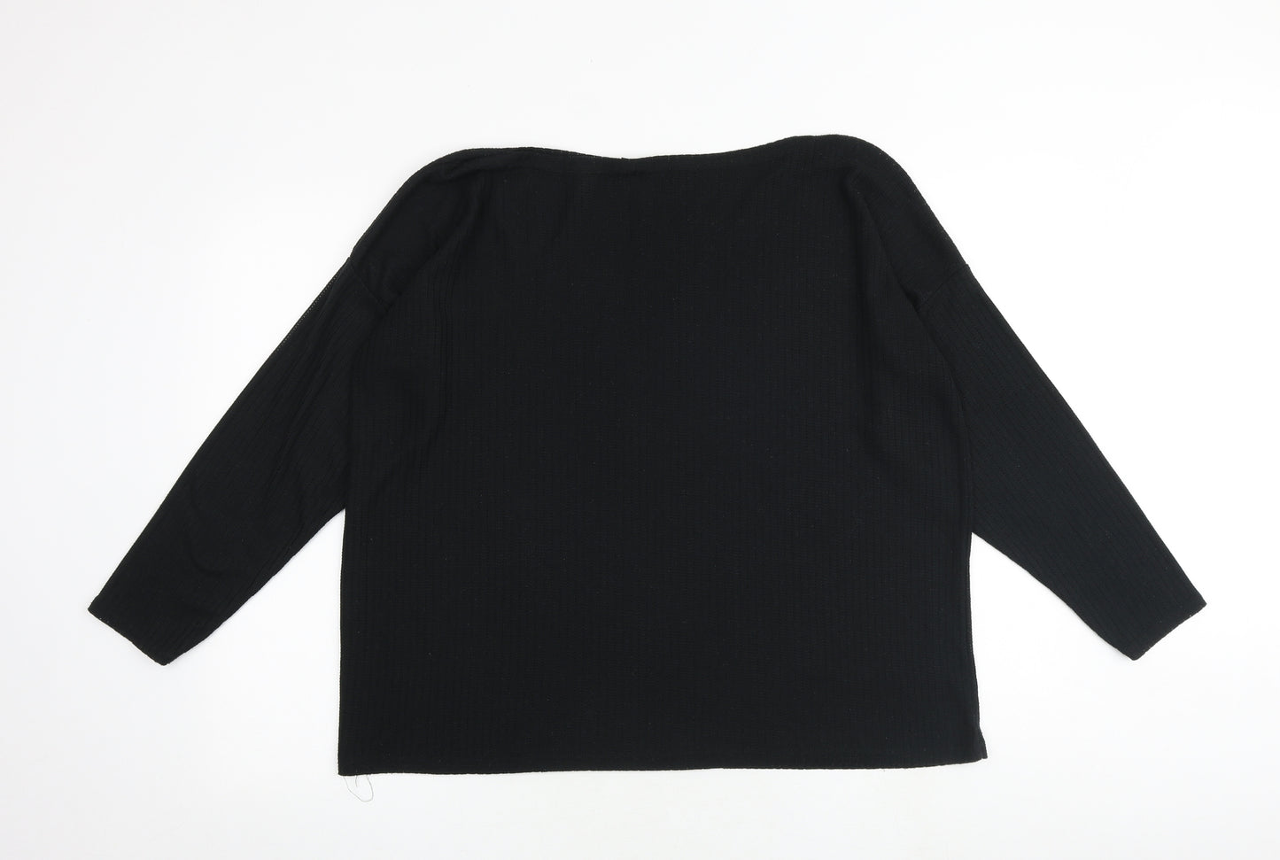 Boohoo Womens Black Polyester Basic Blouse Size 16 Round Neck