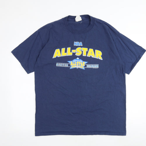 NBA Mens Blue Cotton T-Shirt Size L Round Neck - All-Star