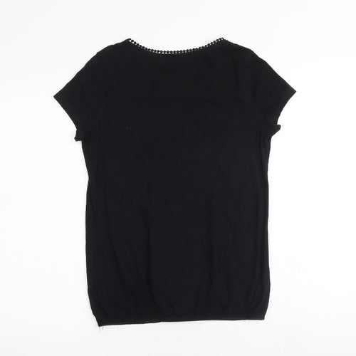 NEXT Womens Black 100% Cotton Basic T-Shirt Size 10 Round Neck