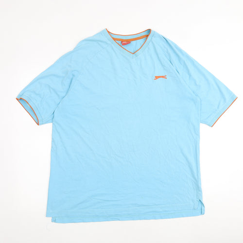 Slazenger Mens Blue Cotton T-Shirt Size XL V-Neck