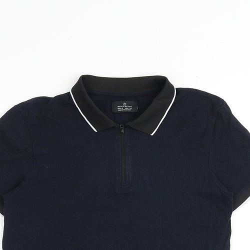 Lft Mens Blue Polyester Polo Size S Collared Zip
