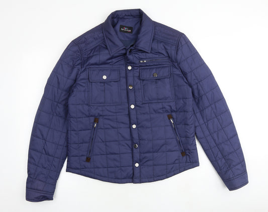 Kurt & Cross Womens Blue Quilted Jacket Size 12 Snap