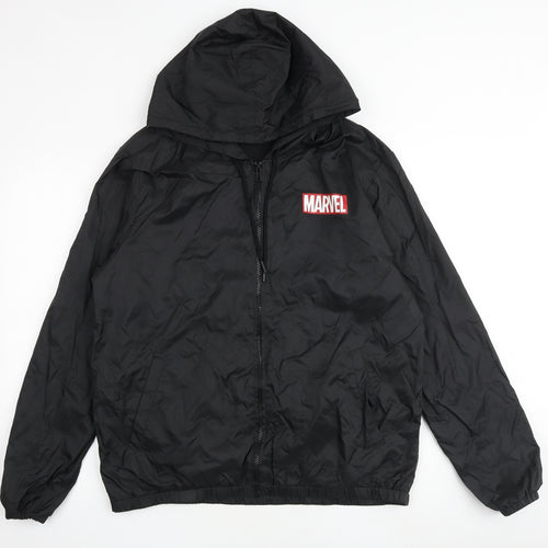 H&M Mens Black Jacket Size M Zip - Marvel