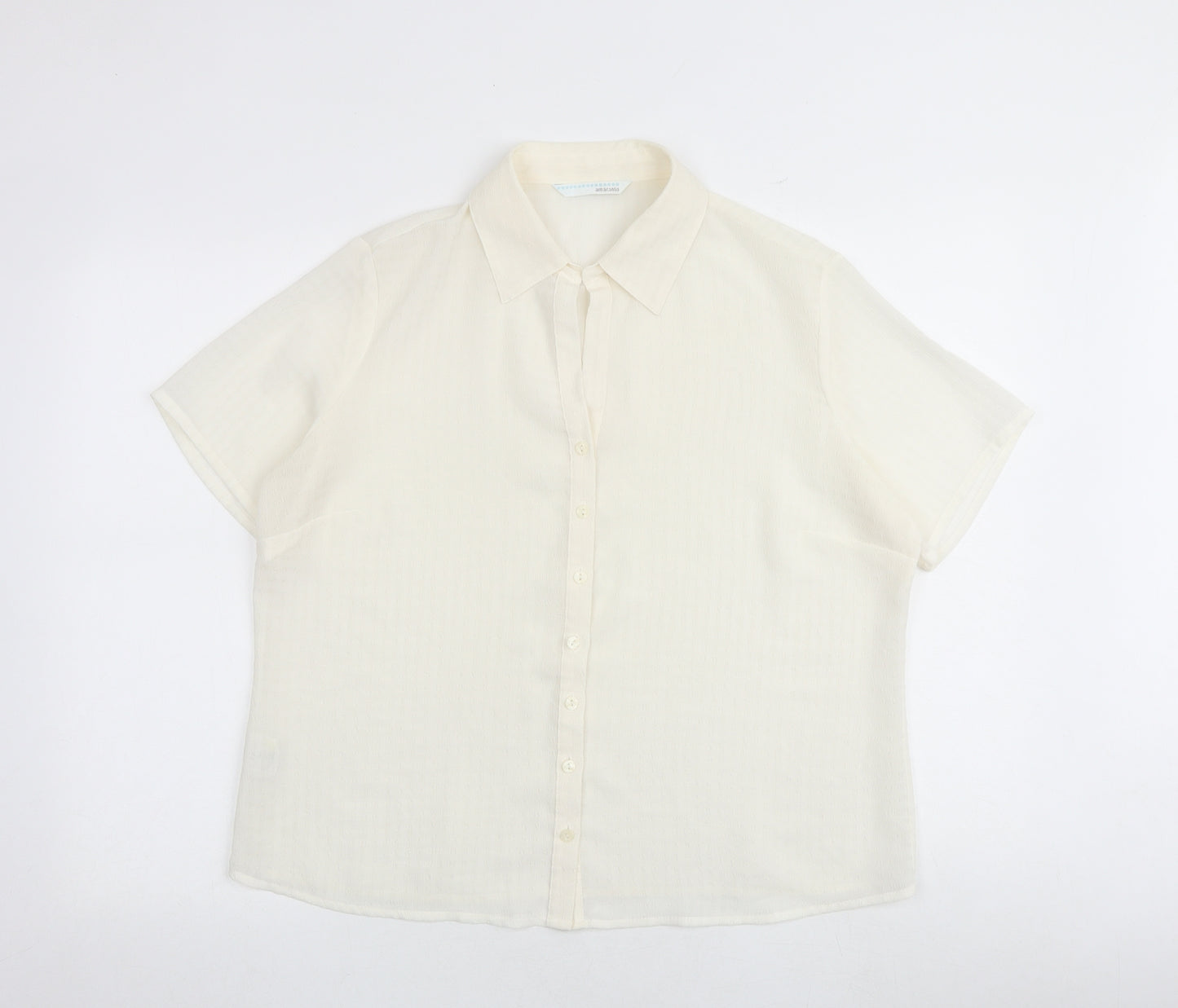 AMARANTO Womens Ivory Polyester Basic Button-Up Size 18 Collared