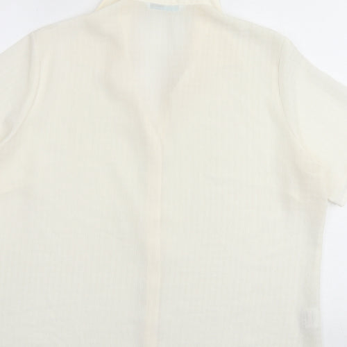 AMARANTO Womens Ivory Polyester Basic Button-Up Size 18 Collared