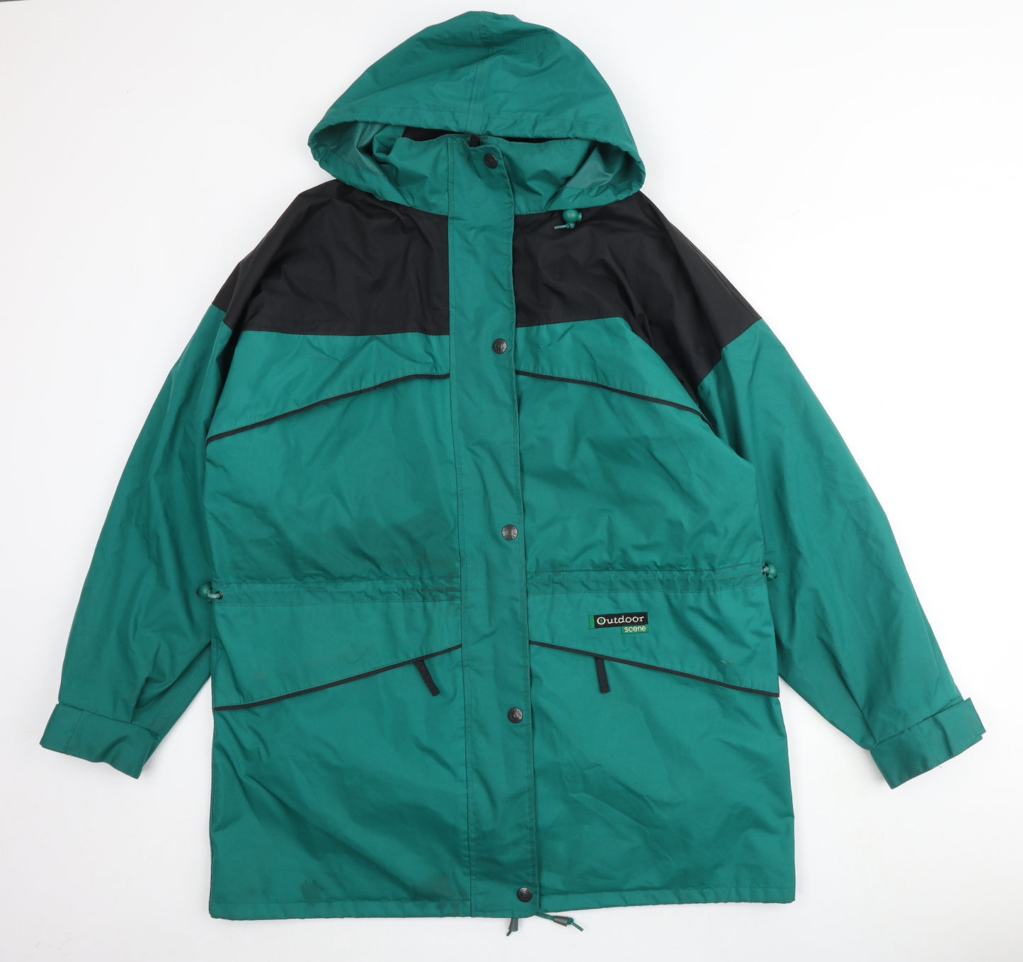 Outdoor Scene Mens Green Windbreaker Jacket Size XL Zip