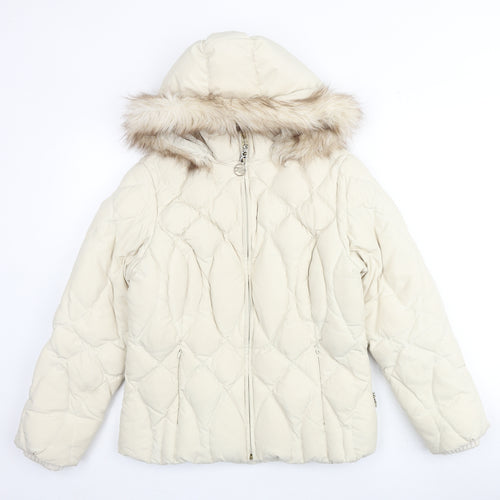 Per Una Womens Ivory Quilted Jacket Size M Zip