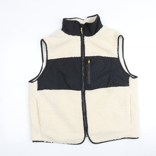 H&M Mens Multicoloured Gilet Jacket Size L Zip - Sherpa
