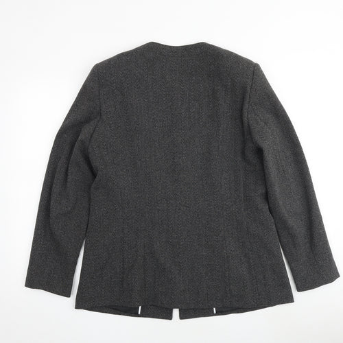Klass Womens Grey Geometric Jacket Blazer Size 14 Button