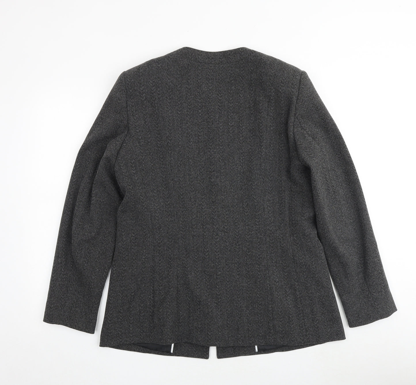 Klass Womens Grey Geometric Jacket Blazer Size 14 Button
