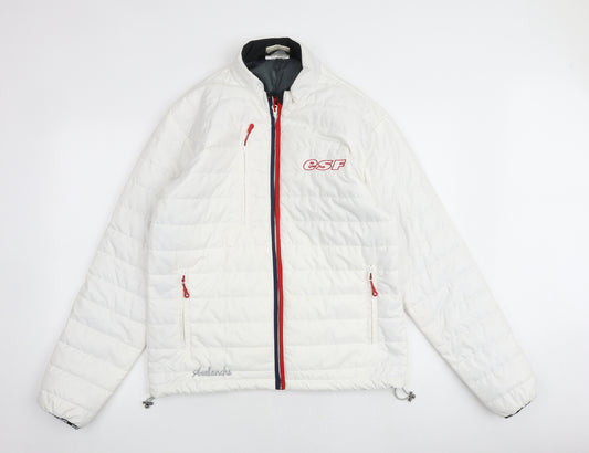 Avalanche Womens White Quilted Jacket Size M Zip - French Ski Association - ESF, Ski Wear