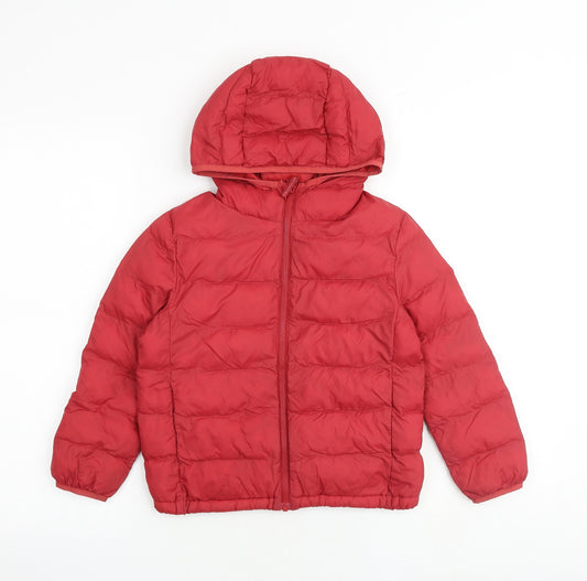 Uniqlo Boys Red Quilted Jacket Size 5-6 Years Zip