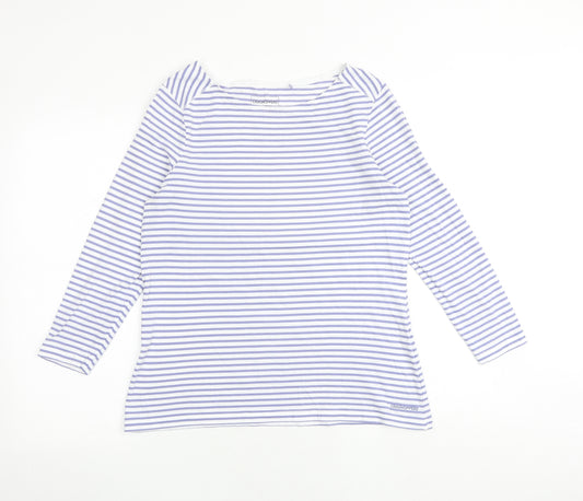 Craghoppers Womens Blue Striped 100% Cotton Basic T-Shirt Size 14 Round Neck
