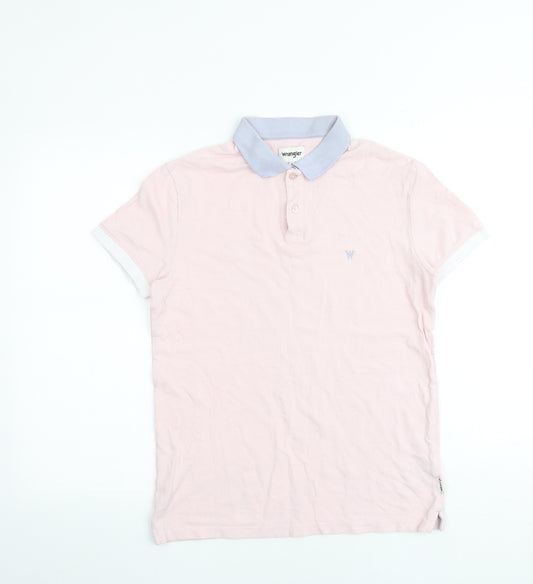 Wrangler Womens Pink 100% Cotton Basic Polo Size S Collared