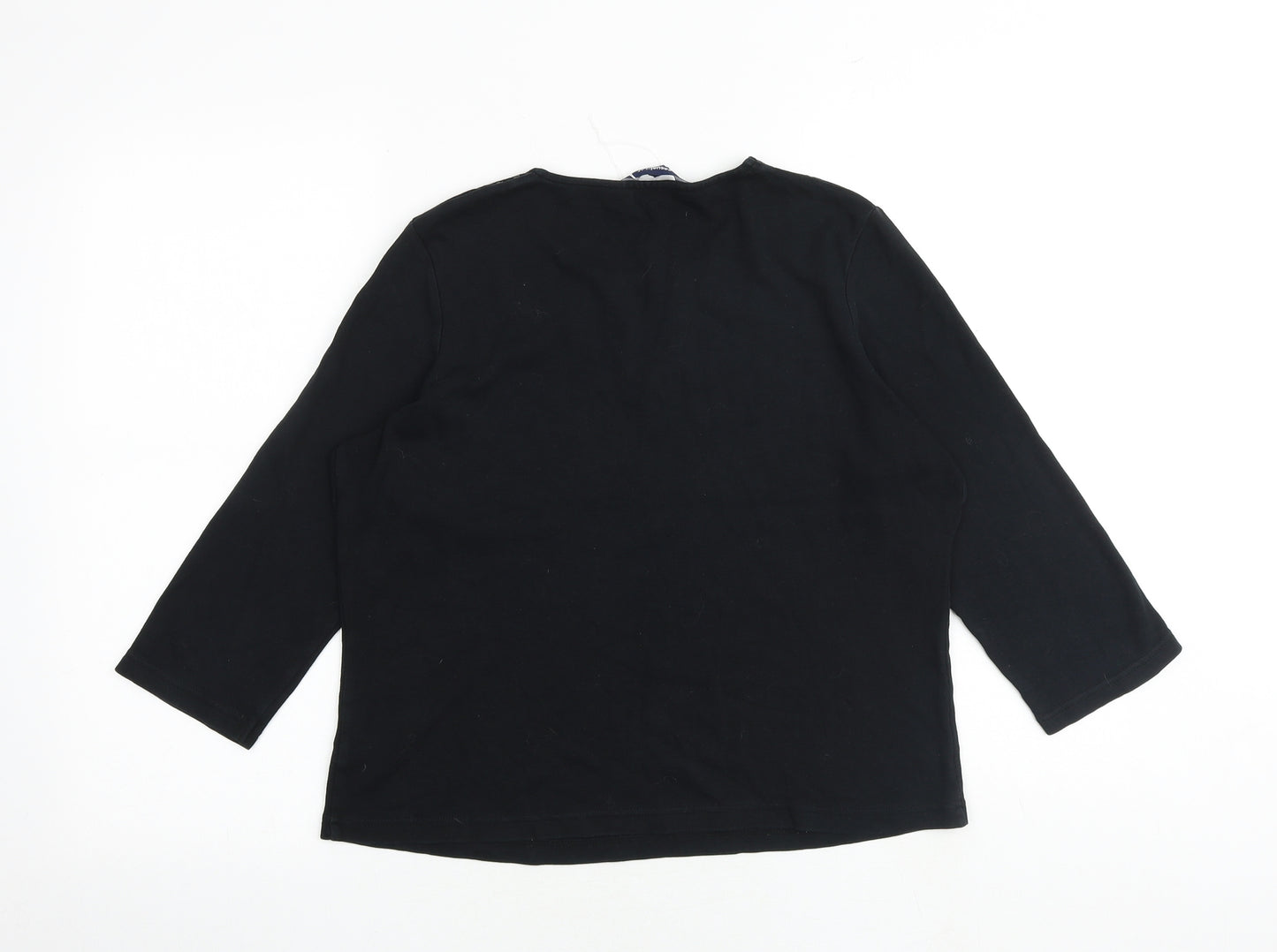Casual Club Womens Black 100% Cotton Basic T-Shirt Size 14 V-Neck