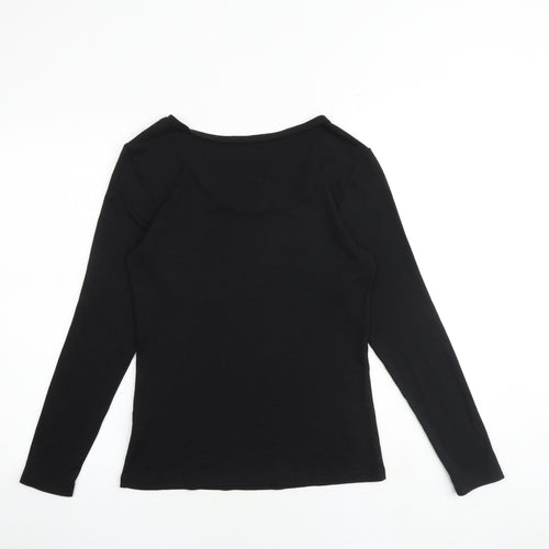 Marks and Spencer Womens Black Acrylic Basic T-Shirt Size 12 Scoop Neck - Heatgen