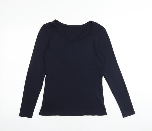 Marks and Spencer Womens Blue Acrylic Basic T-Shirt Size 12 Scoop Neck - Heatgen