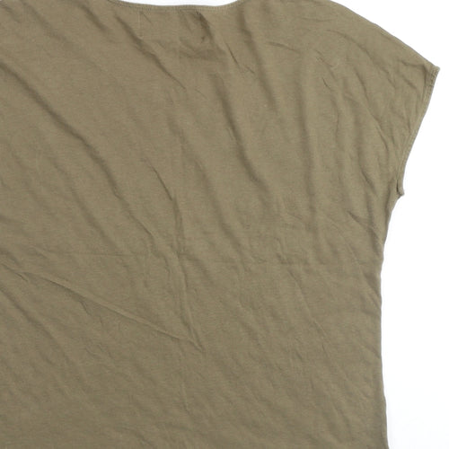 Zara Womens Brown Polyester Basic T-Shirt Size L Round Neck
