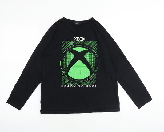 Xbox Boys Black 100% Cotton Basic T-Shirt Size 12-13 Years Round Neck Pullover - Xbox