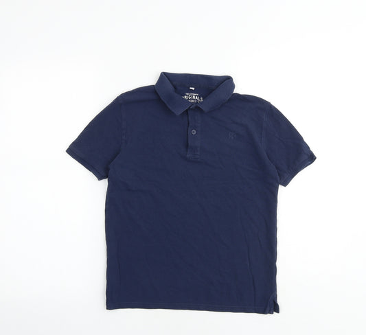 Marks and Spencer Boys Blue 100% Cotton Basic Polo Size 11-12 Years Collared Button