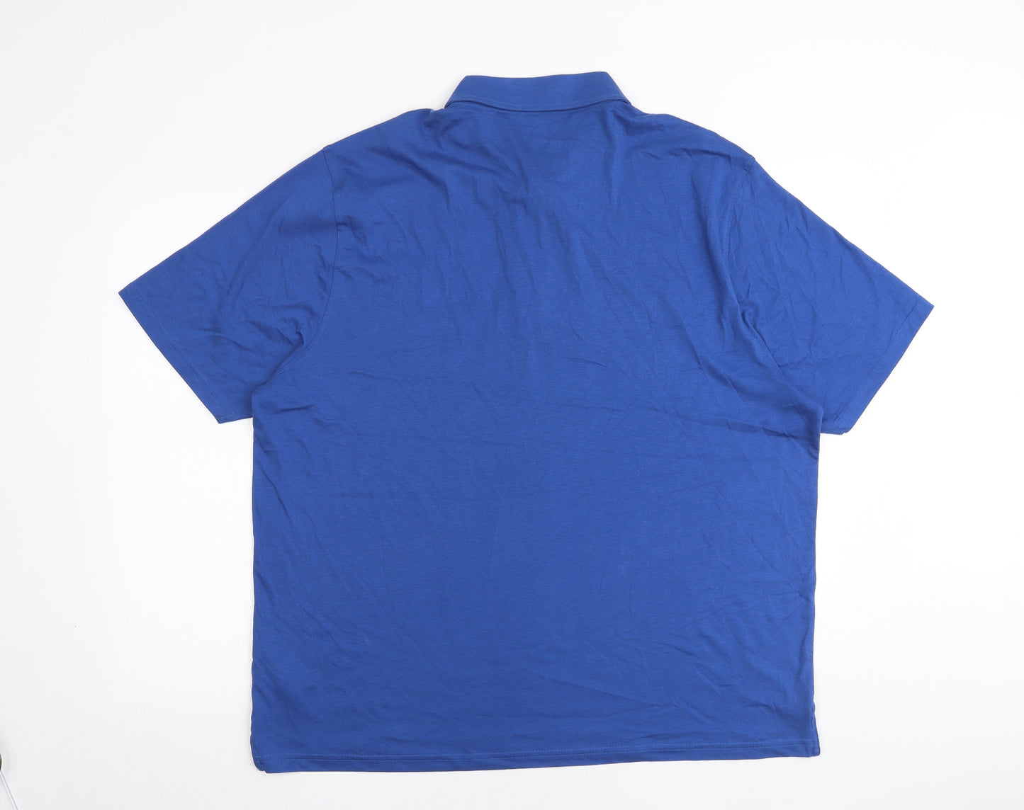 Marks and Spencer Mens Blue Cotton T-Shirt Size 2XL Collared
