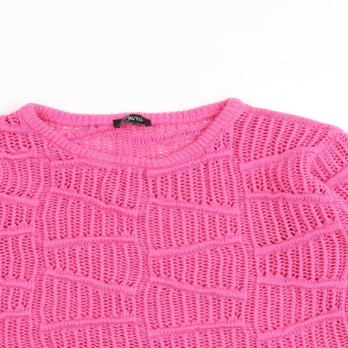 Emreco Womens Pink Round Neck 100% Cotton Pullover Jumper Size 16